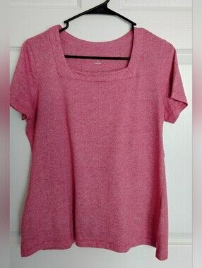 Women's Kim Rodgers Red Short Sleeve Square Neck Top